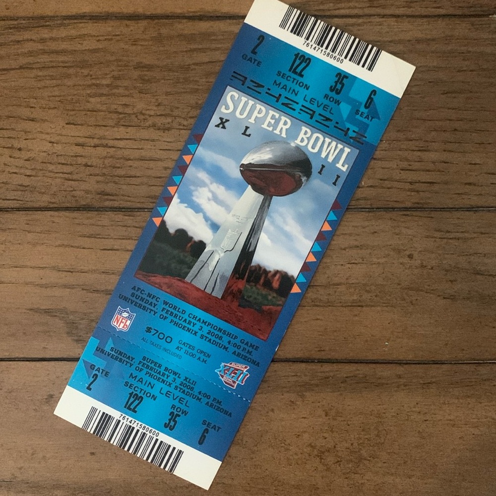 Super Bowl XLII 42 2008 Full Ticket Eli Manning Tom Brady Giants Patriots